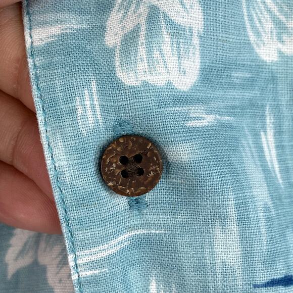 High Sierra Button Up Short Sleeves Linen Blend Hawaiian Tropical Shirt Medium - Picture 7 of 7